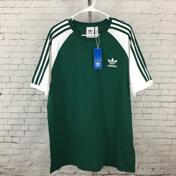 Adidas Men’s 2XL plus green white 3 stripes shirt - Picture 2 of 8